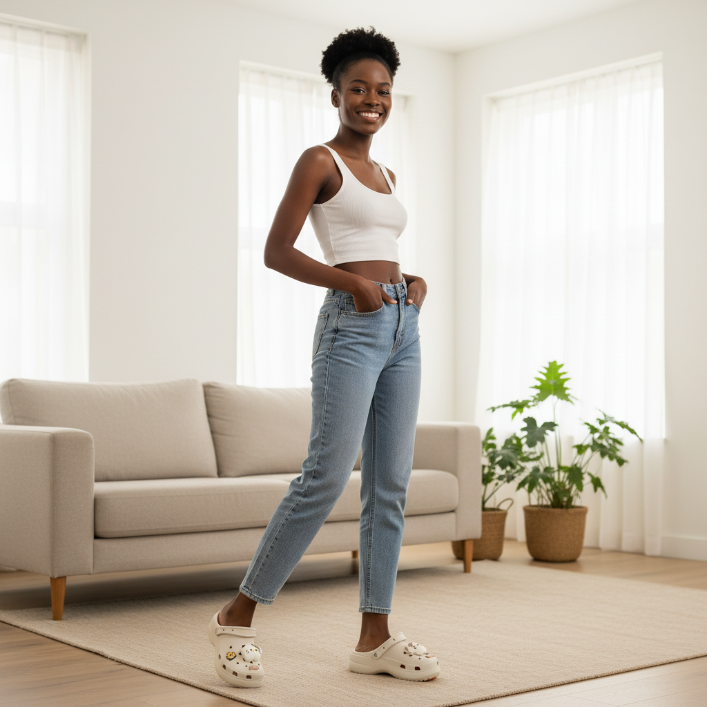 Sabot beige Q17-22 – femme africaine, salon moderne