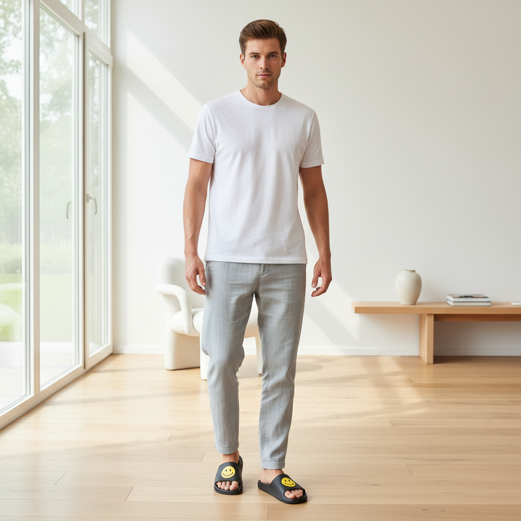 Claquette homme Smile 2635-7 – coloris noir, sol bois
