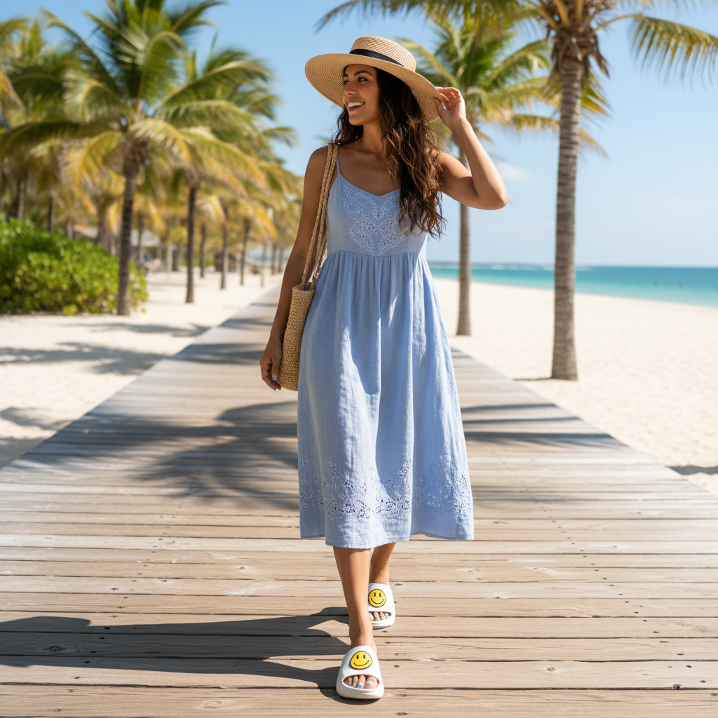 Claquette femme Smile L8-12 – coloris blanc, bord de mer