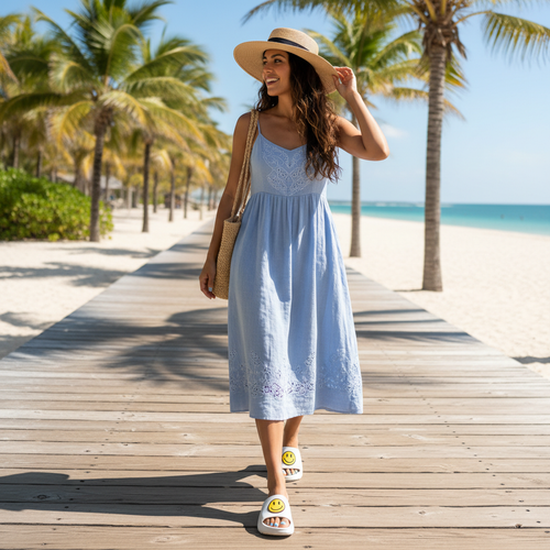 Claquette femme Smile L8-12 – coloris blanc, bord de mer