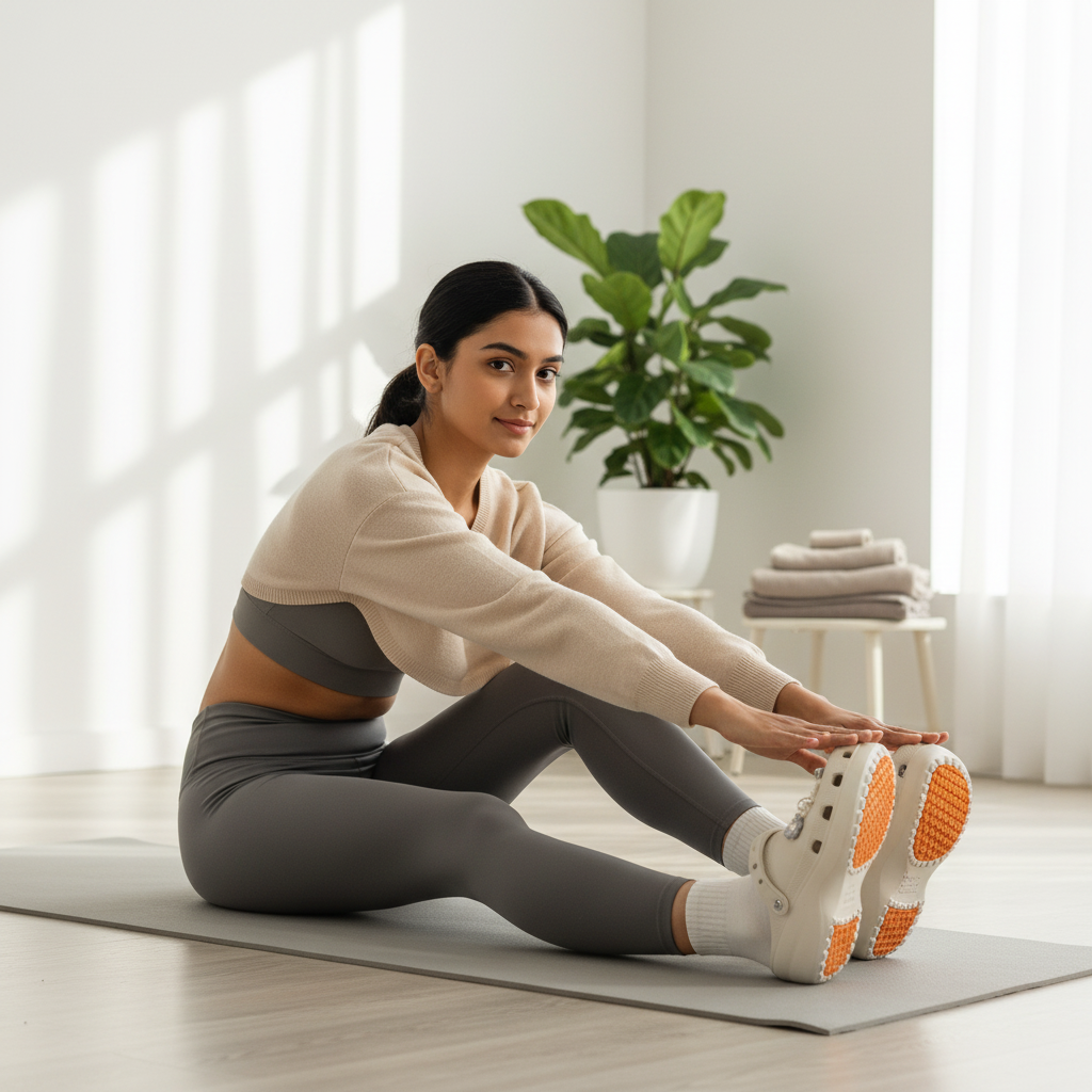 Sabot kaki Q17-6 – femme sud-asiatique, activewear, yoga